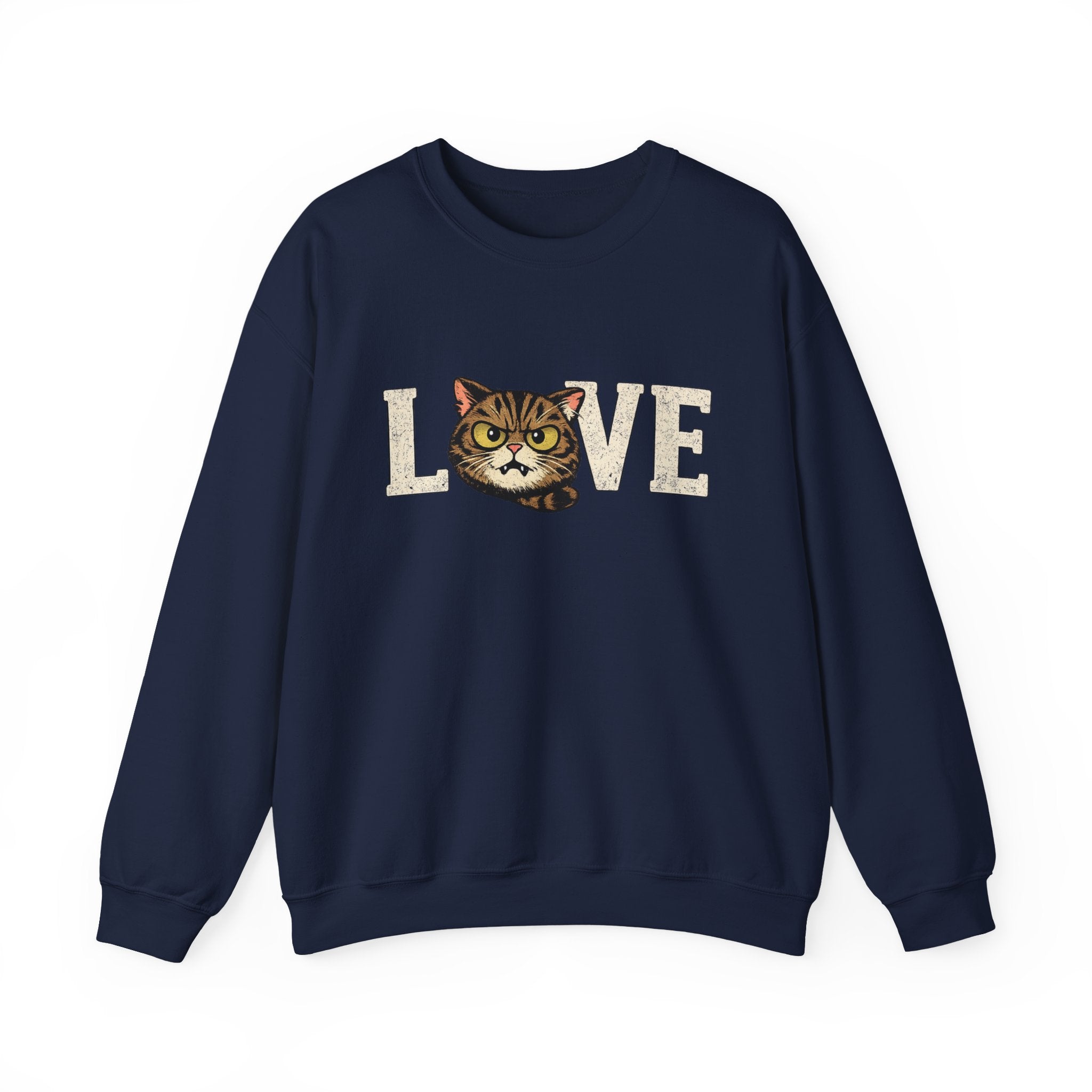 Cat Love Sweatshirt — Vintage Tabby Kitty Crewneck