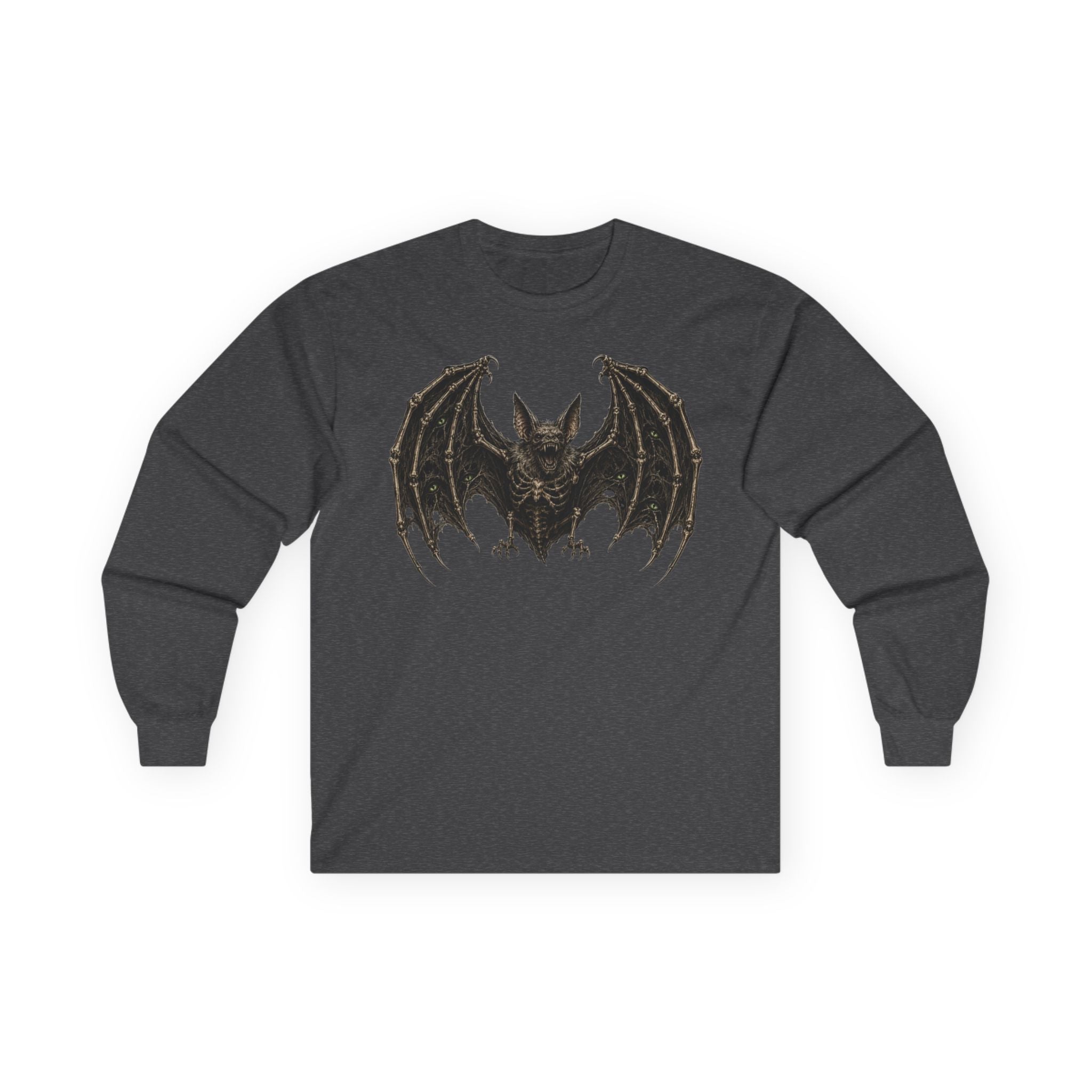 Bat Illustration Long Sleeve Tee — Gothic Bat Graphic Shirt