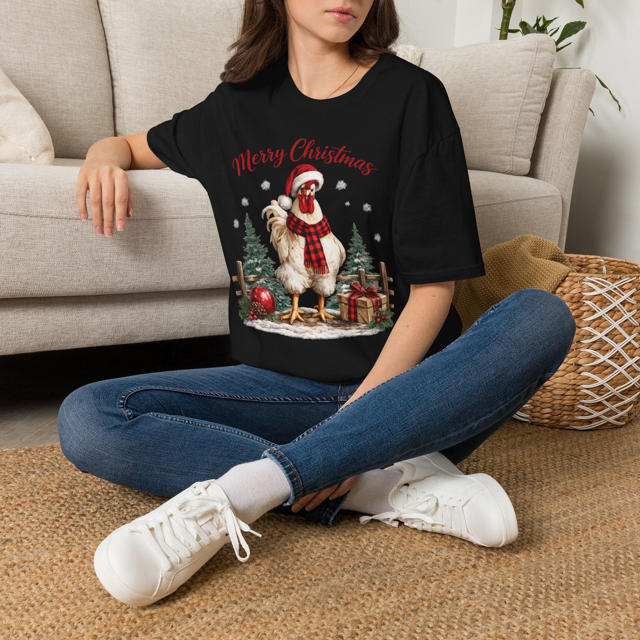 Christmas Rooster T-Shirt — Merry Christmas Farmhouse Holiday Tee