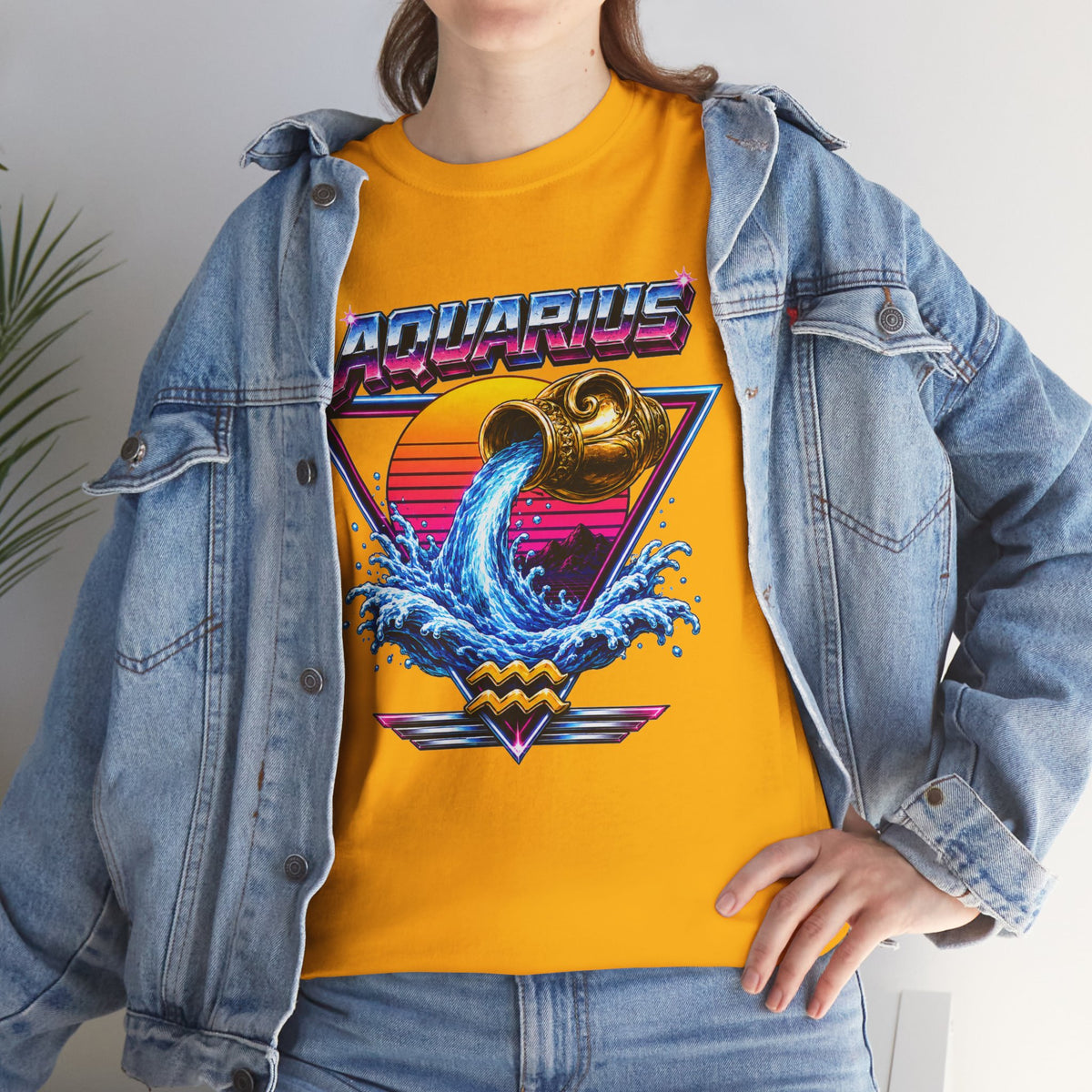 Aquarius Zodiac Tee — Retro Wave Astrological T-Shirt