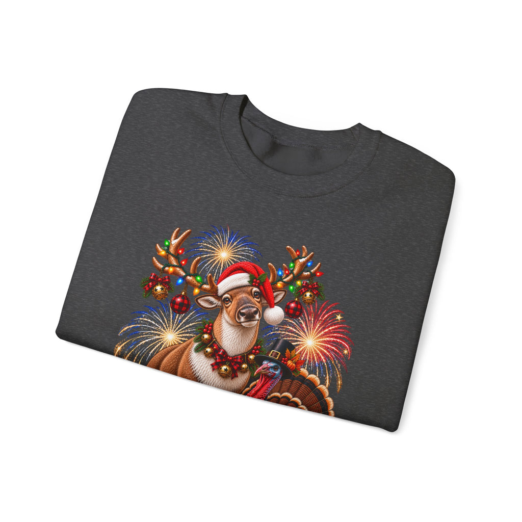 Four Holidays  One Shirt - Halloween Thanksgiving. Christmas and New year