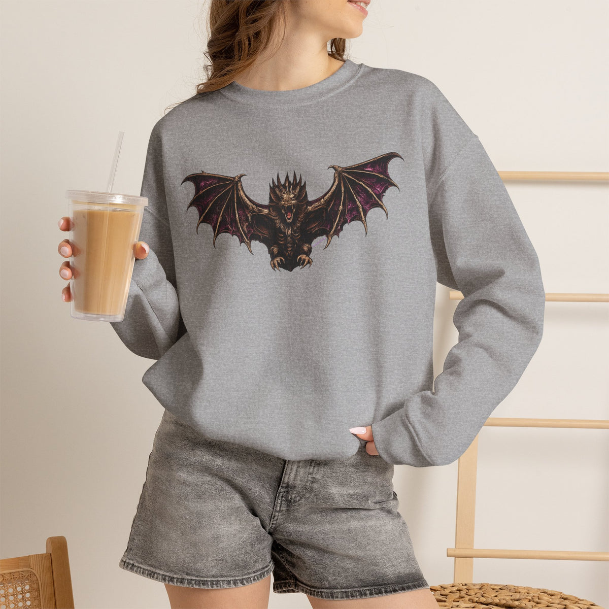 Gothic Bat Demon Crewneck Sweatshirt