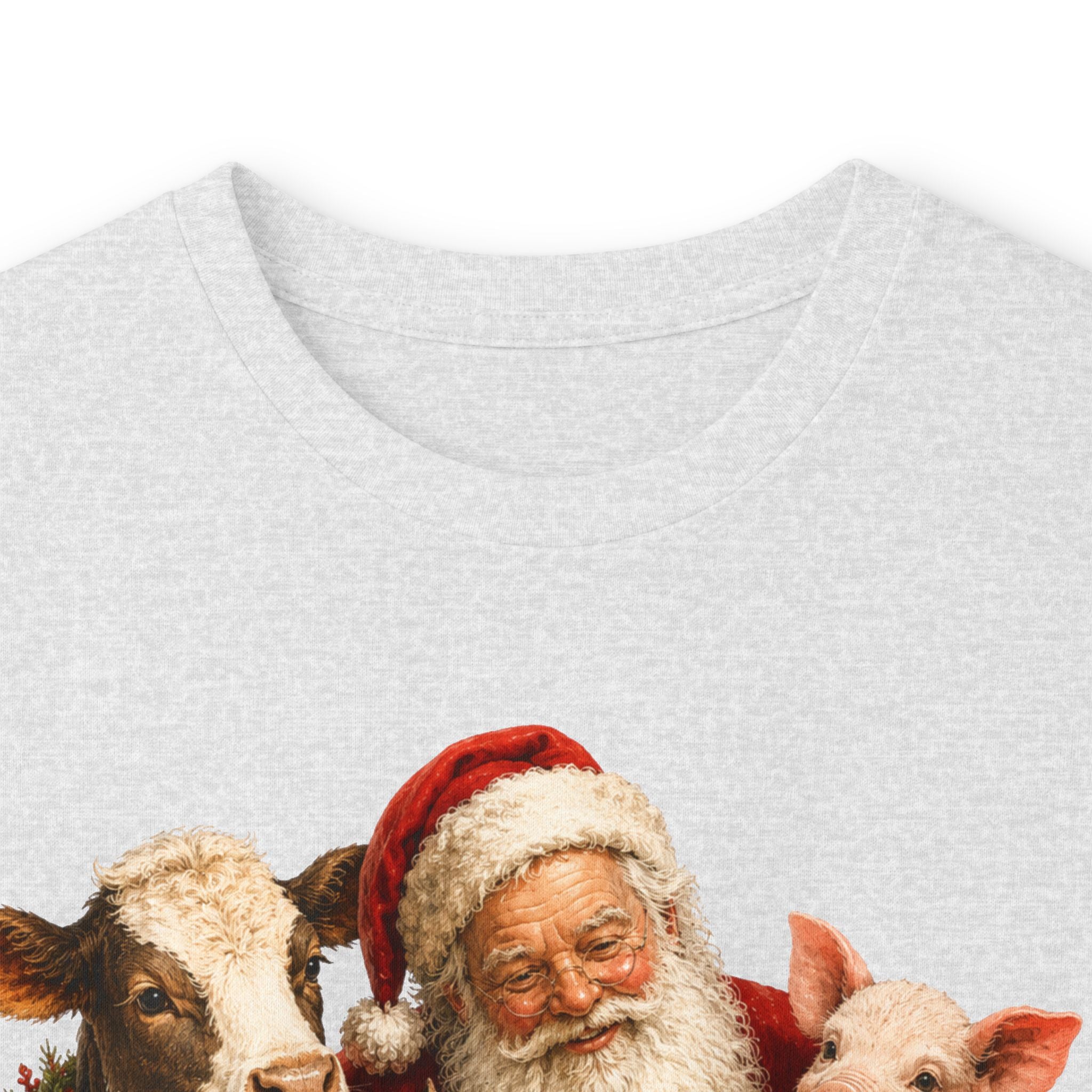 Christmas Santa with farm animals Long Sleeve Tee — Vintage Holiday Animal Shirt