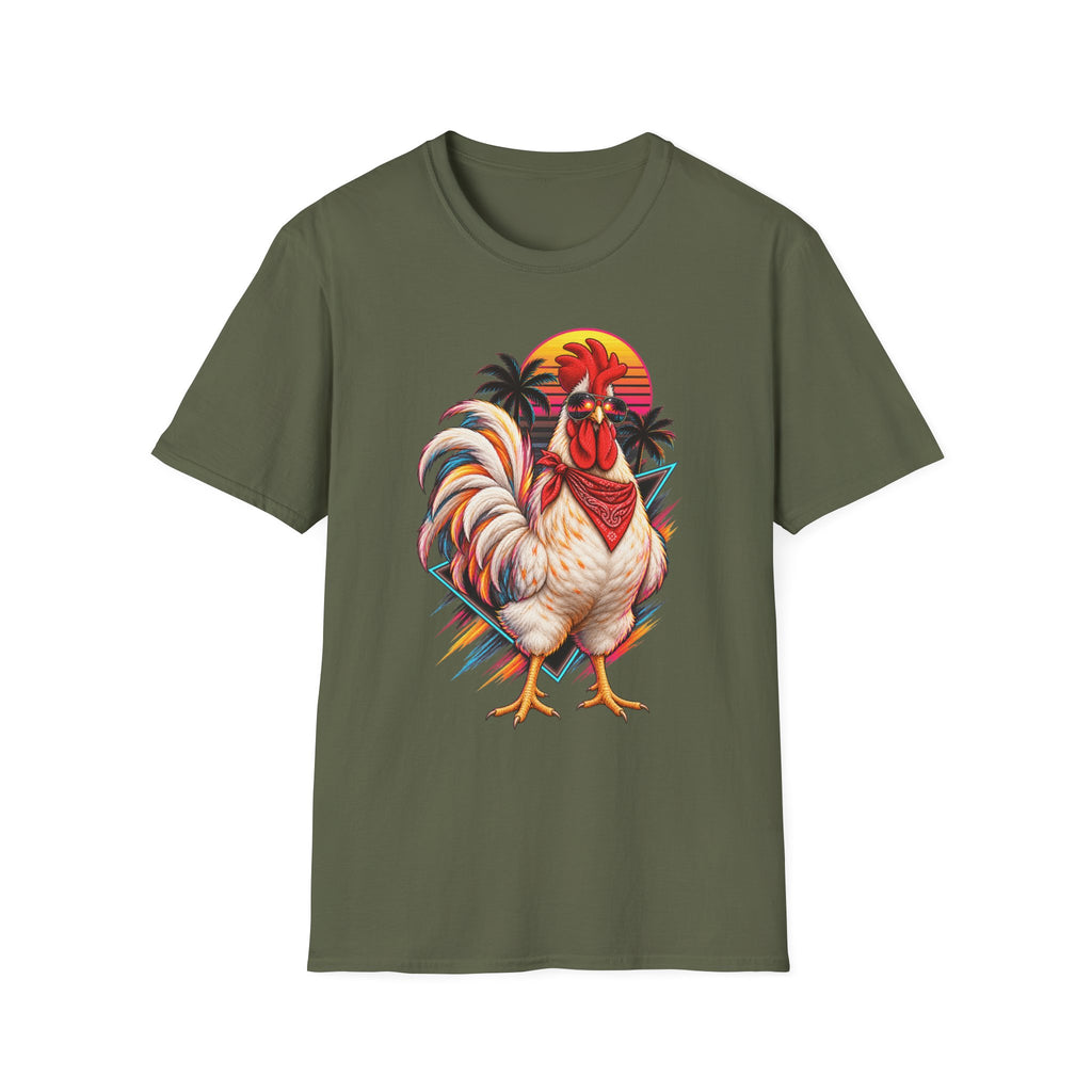 Rooster Sunset T-Shirt — Tropical Rooster Graphic Tee
