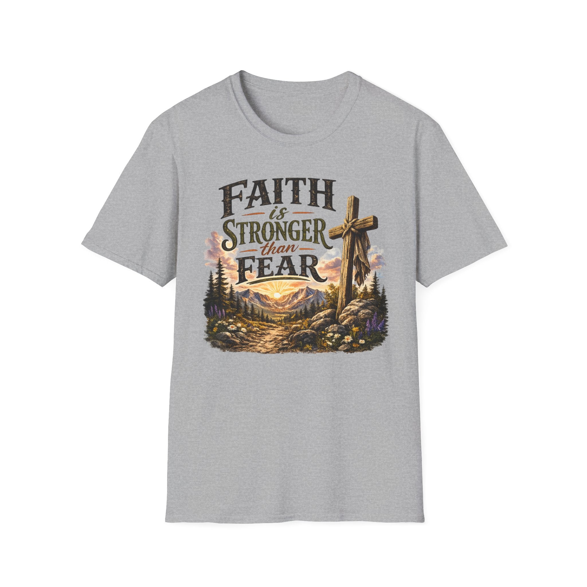 Faith Is Stronger Than Fear T-Shirt — Christian Cross Inspirational Tee