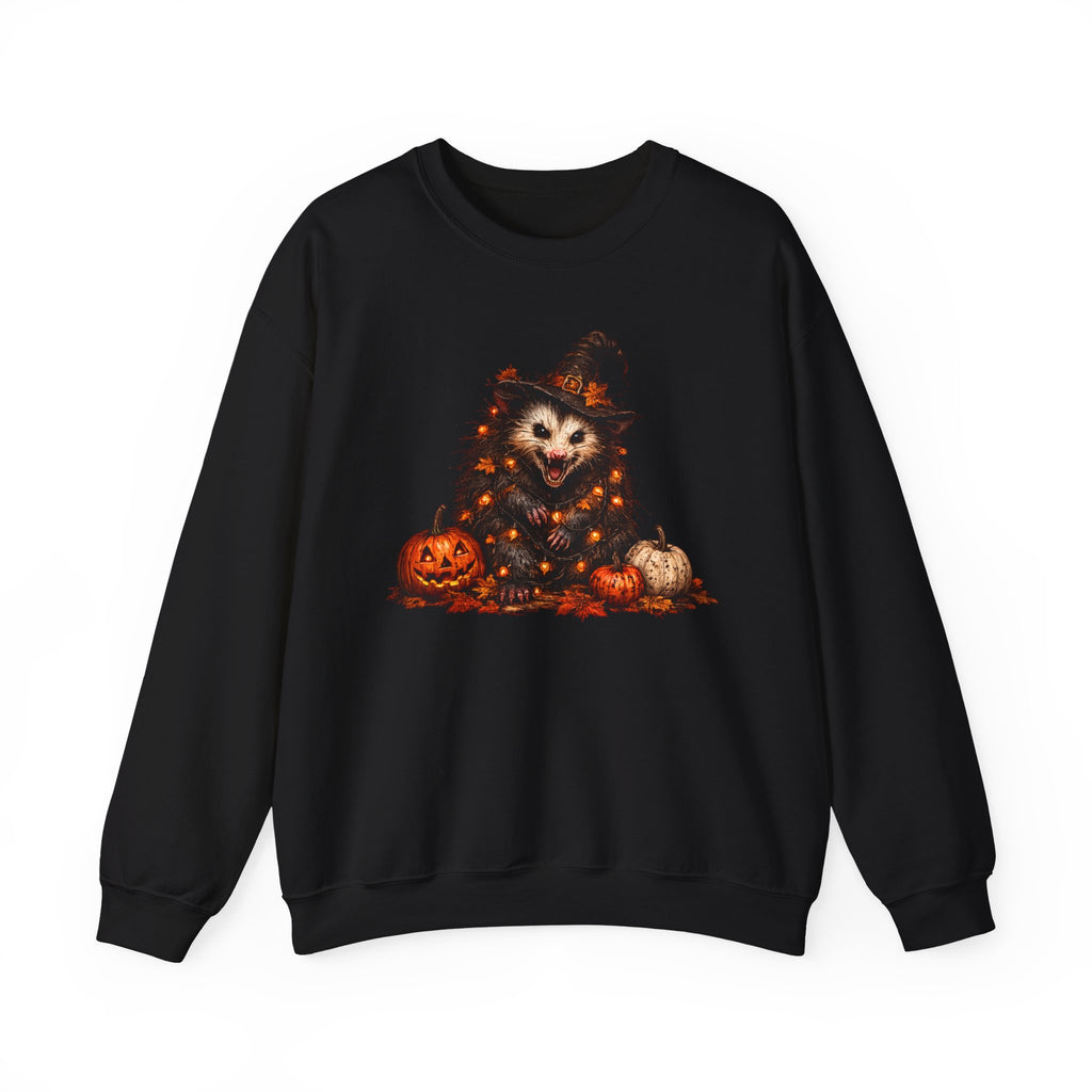 Halloween Possum Witch Sweatshirt — Pumpkin & Spooky Night Crewneck