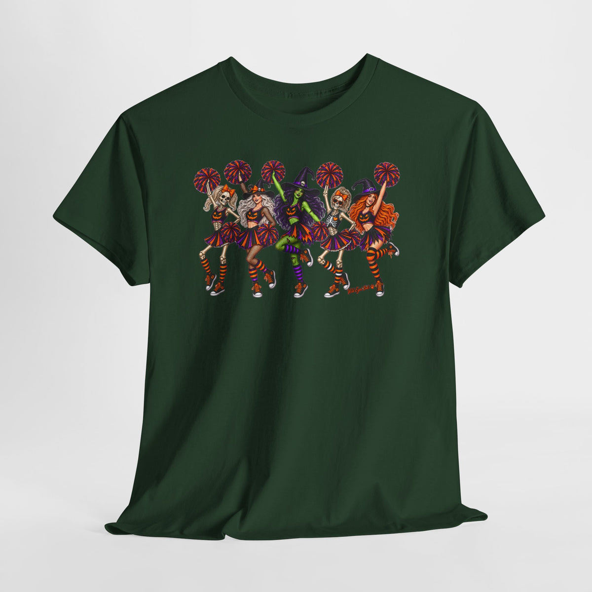 Halloween Cheerleaders Graphic Tee — Colorful Holloween cheer Squad Shirt
