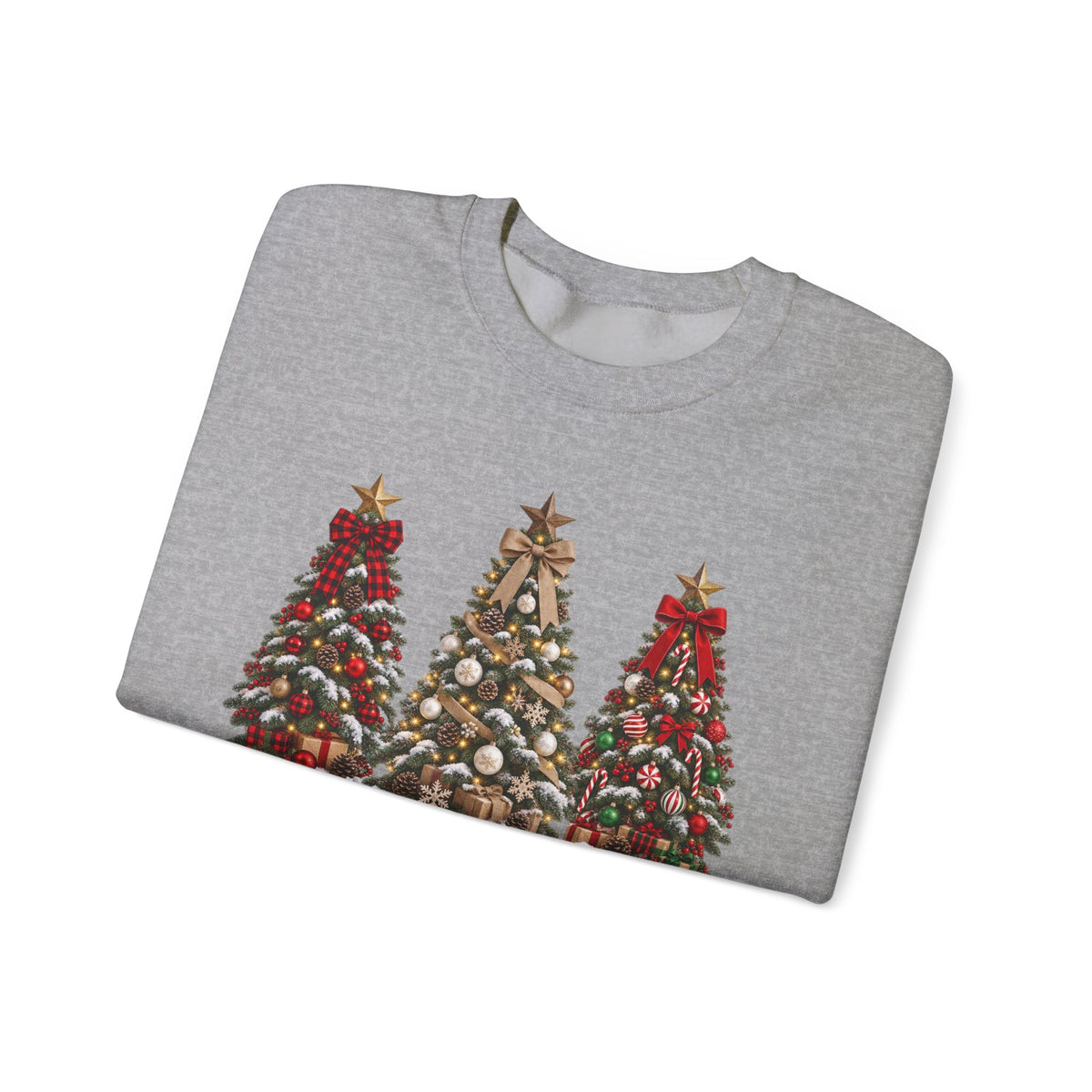 Merry Christmas Triple Tree Crewneck Sweatshirt