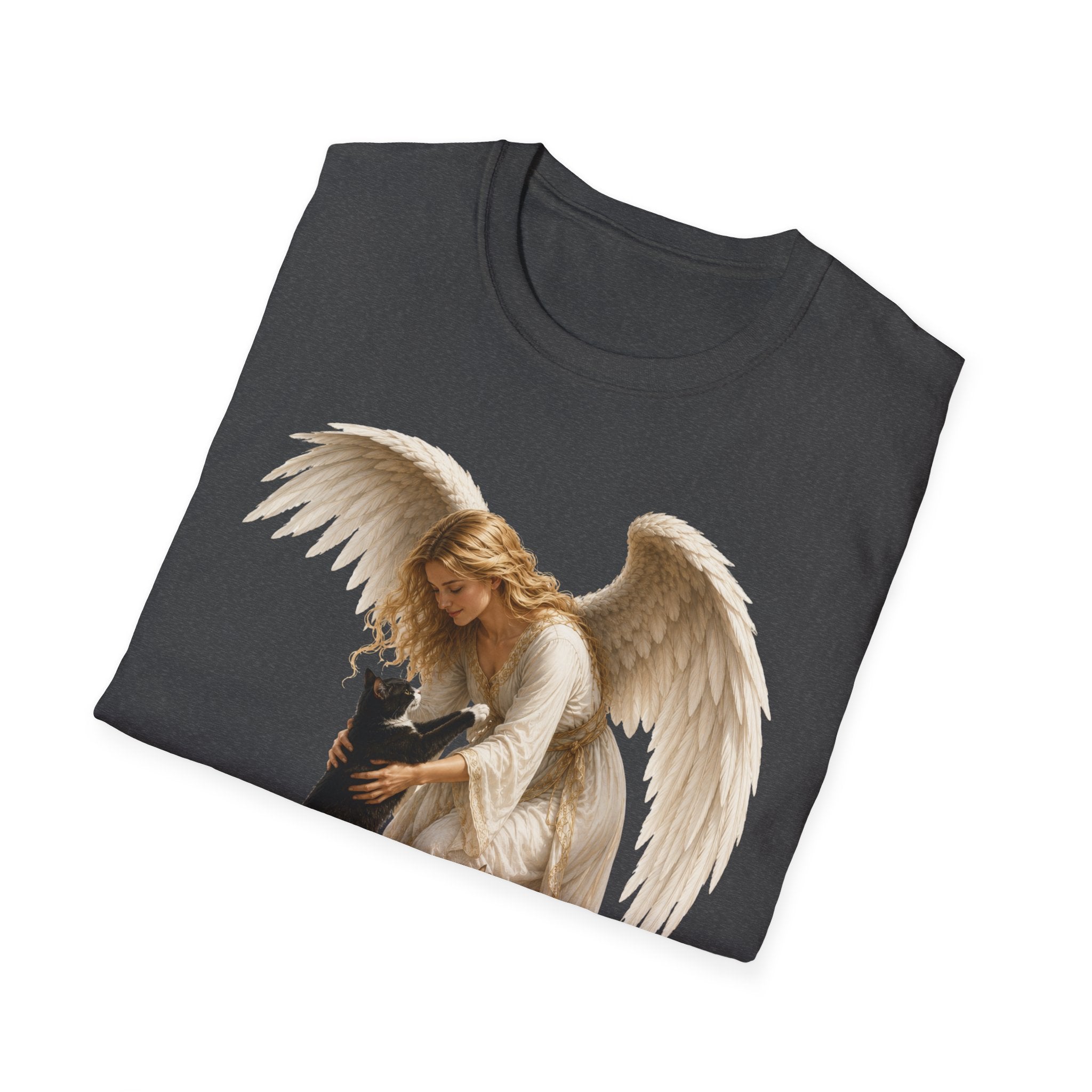 Angel with Cat T-Shirt — Guardian Angel Pet Lover Tee