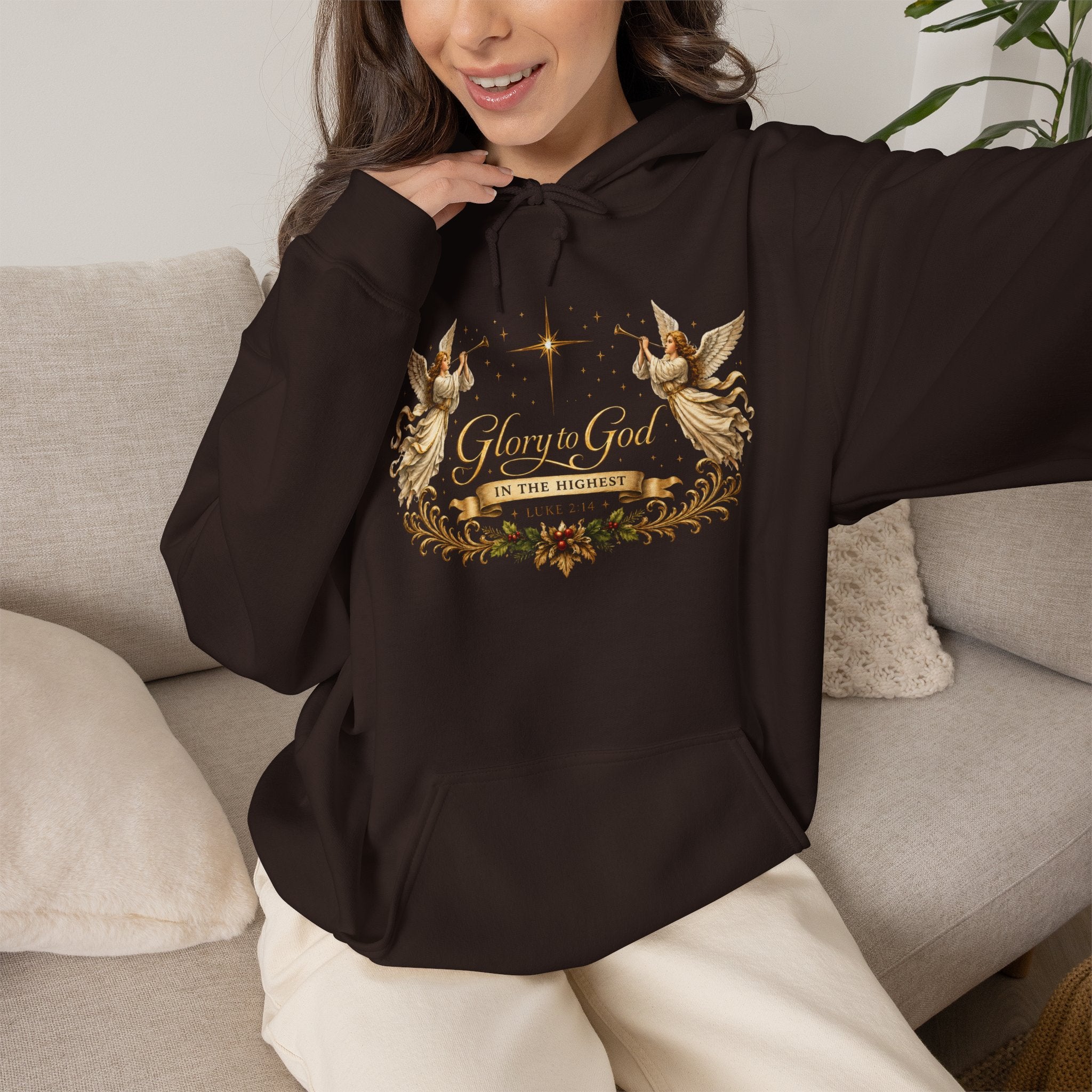 Glory to God Hoodie – Angelic Christmas Religious Sweatshirt