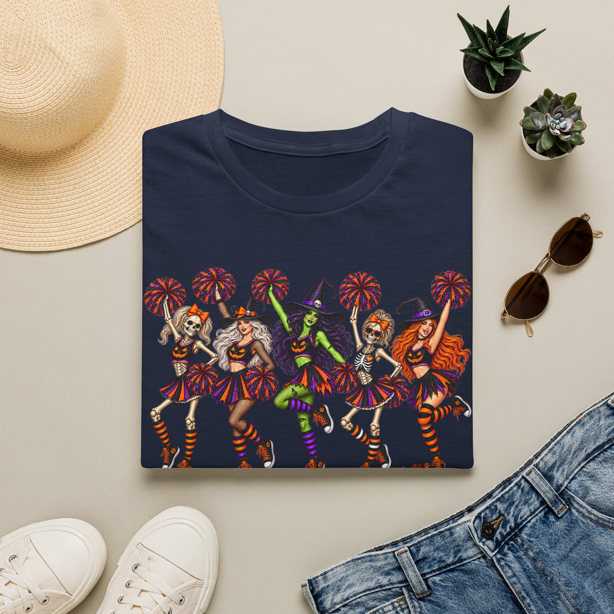 Halloween Cheerleader Witches T-Shirt — Dancing Witch Squad Pumpkin Spice Costume Tee
