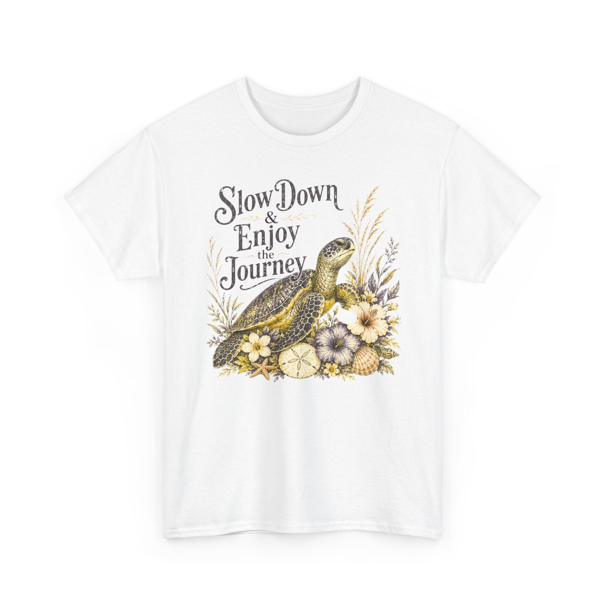 Sea Turtle T-Shirt — "Slow Down & Enjoy the Journey "Sea Turtle Floral Graphic Tee
