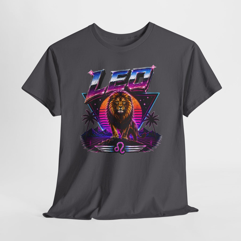 Leo Zodiac T‑Shirt — Retro Neon Lion Astrology Tee