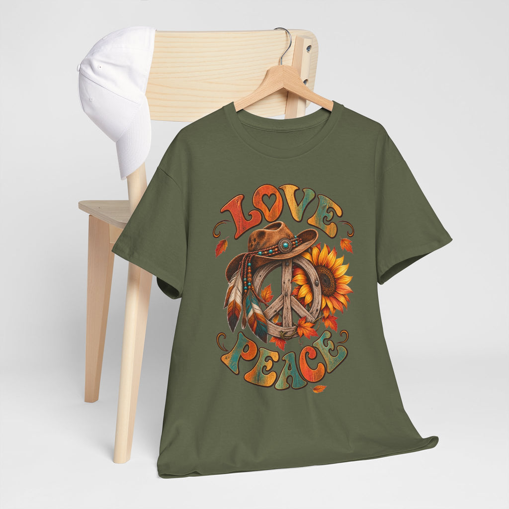 Love & Peace Retro Sunflower Boho Graphic Tee