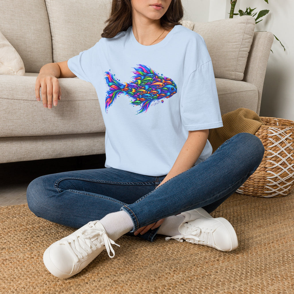 Colorful Fish Graphic T-Shirt — Vibrant Psychedelic Aquarium Art Tee